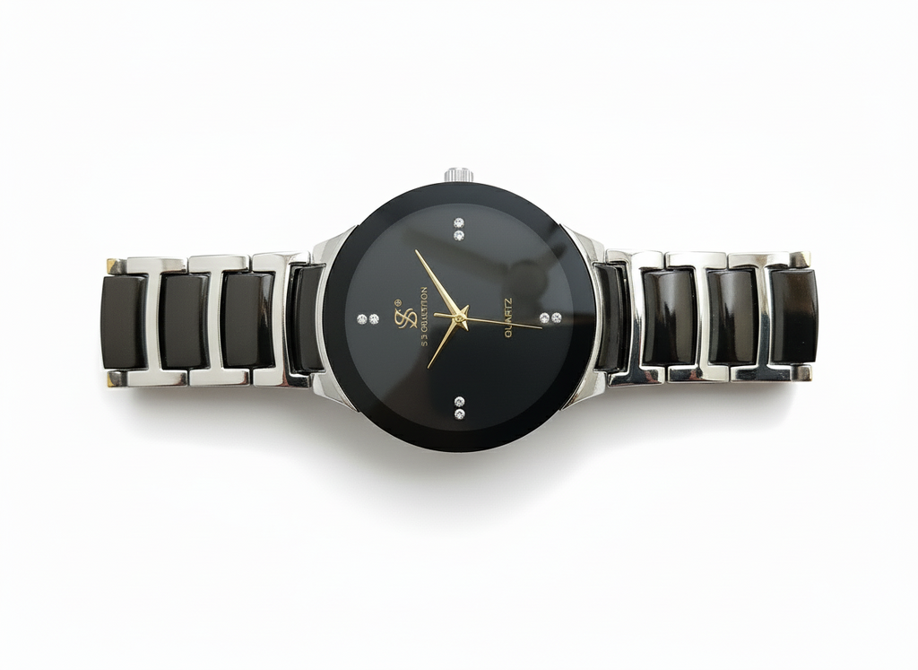 Centrix Chain Watch in Metallic Black with Golden/Silver Color Wrist Watch For Men