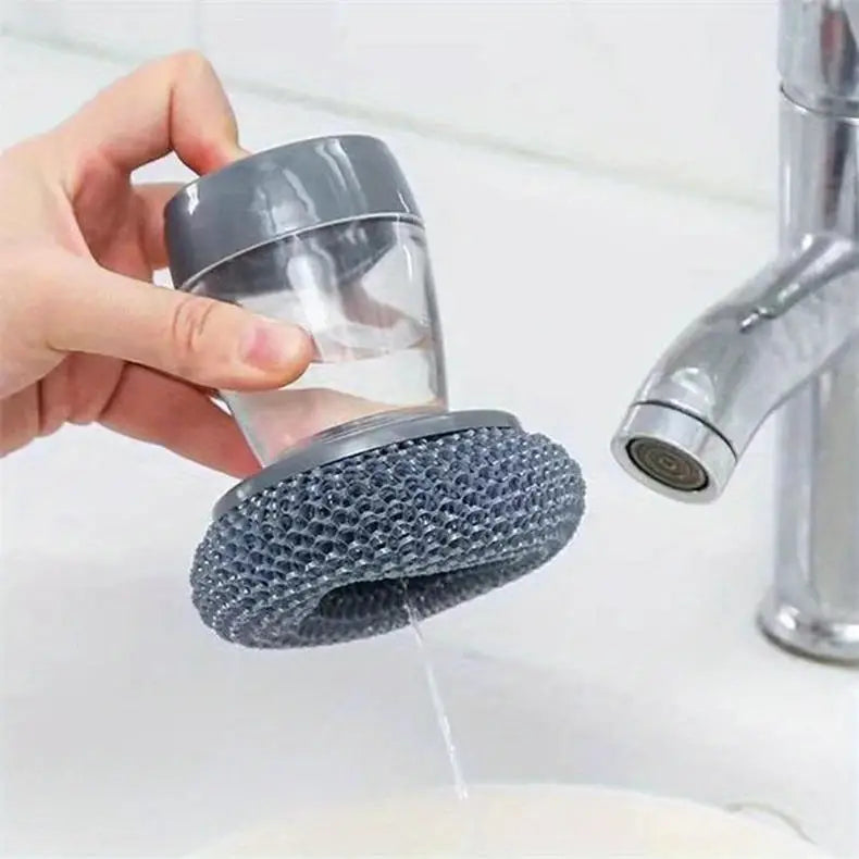 Buy 1 Get 1 Free Offer 2 Pcs Kitchen Cleaning Dish Brush Scrubber with Soap Dispenser