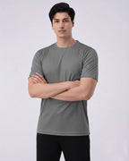 Imported Lycra Textured T-Shirt – Slate Grey