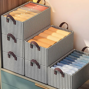 Checkered Storage Cubes - Houndstooth Premium Washable Foldable Storage Box – Large Capacity Organizer