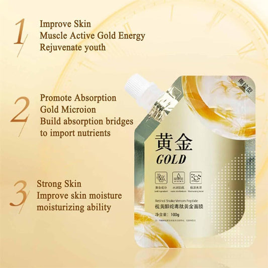 Anti-Aging Peel off Gold Face Mask Retinol Snake Venom Peptide for Blackheads and Pores Moisturizing