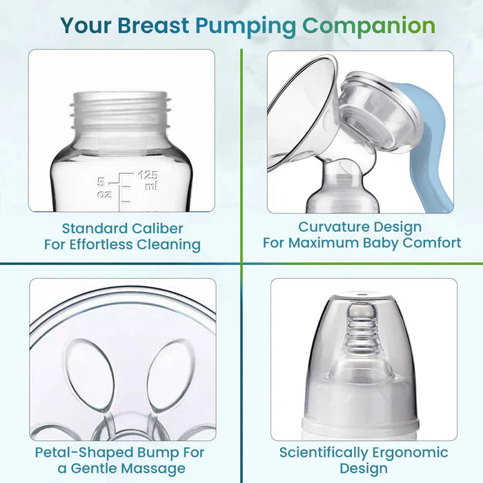 Portable Manual Breast Pump Adjustable With Feeding Bottle
