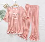 Rose Pink “Let Me Sleep” Half Sleeves Plazzo PJ Set