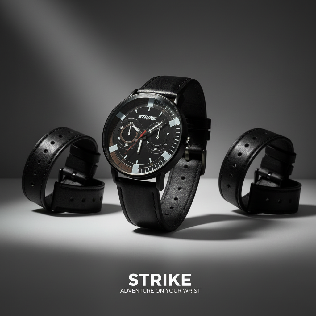 GearLine Dual Strap Black & Brown Men Watch