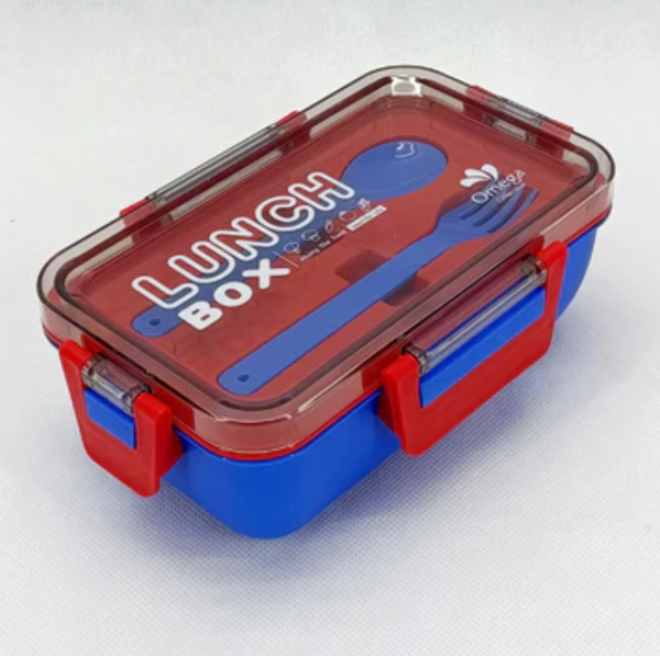 Plastic Kendy 2 Portion Tiffin and Lunch Box with Spoon and Fork with Box for Kids