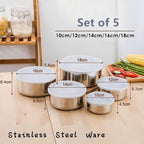 Fresh Box Set 5-Piece | Stainless Steel Food Storage Containers