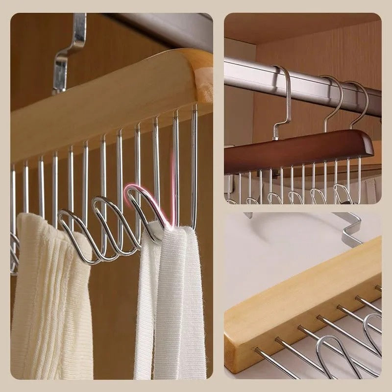 (Pack of 2) 8 in 1 Stainless Steel Anti Slip No Deformation Large Capacity Dormitory Clothes Drying Rack Sling Hanger