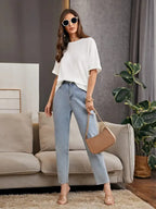 Premium Oversized Waffle Knitted Tee – White