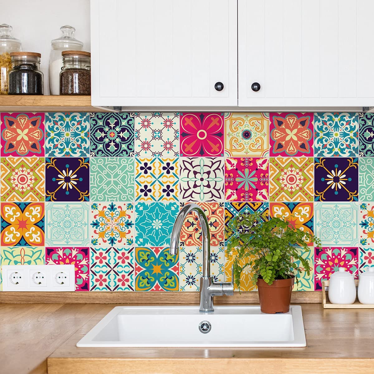 100Pcs Self-Adhesive Wall Tile Stickers