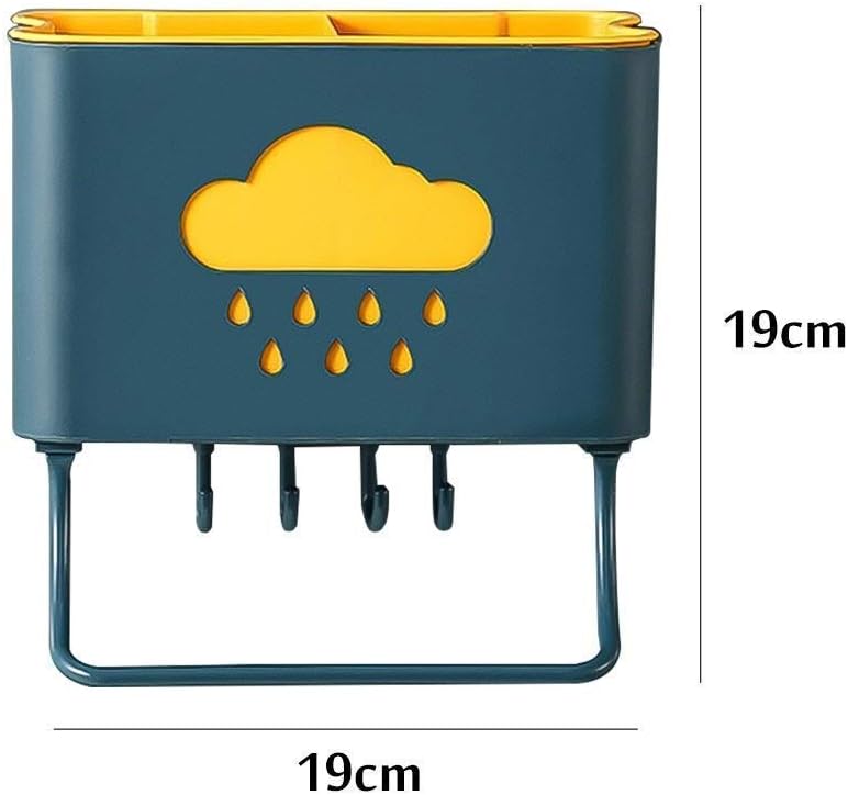 Kitchen Cloud Shelf Wall Mounted Cutlery Drainer Rack With 4 Hooks &amp; Towel Holder for Kitchen