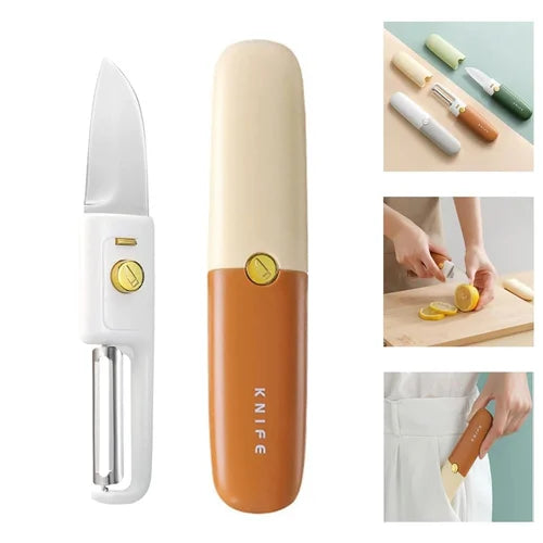 Portable 2 in 1 Knife and Peeler for Peeling and Cutting of Fruits Vegetables