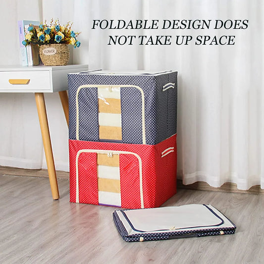 Foldable Metal Frame Clothes Storage Organizer Bags