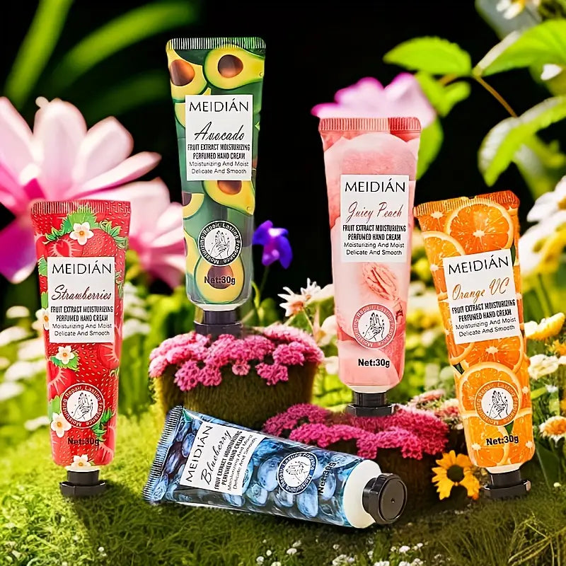 Pack Of 5 Meidian Fruit Extract Moisturizing Perfumed Hand Cream Set