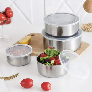 Fresh Box Set of 5 Stainless Steel Food Storage Containers with Airtight Lids