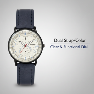 GearLine Dual Strap Navy Blue & Gray Men Watch