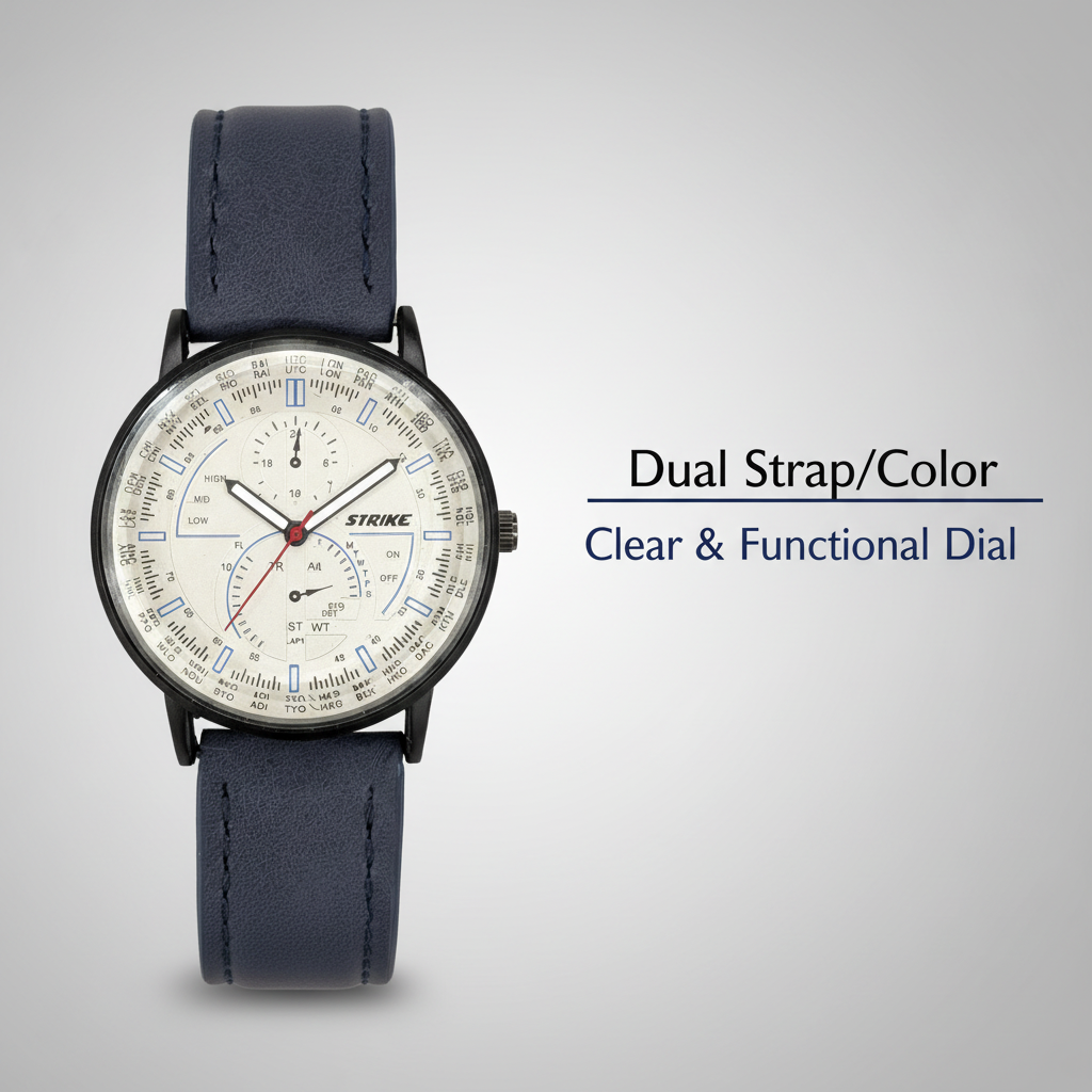 GearLine Dual Strap Navy Blue & Gray Men Watch