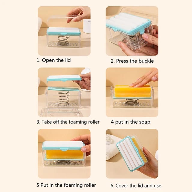 Soap Dispenser with Roller Drain Holes for Easy Cloth Washing Soap Roller in Rs 899