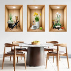 New Year Sale - 3D Plant Wall Stickers look like real decorative wall niches with plant vase and soft spotlight