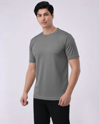 Imported Lycra Textured T-Shirt – Slate Grey