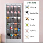 Over The Door Hanging Shoe Organizer With 24 Pockets for Shoes, Wall Hanging Wardrobe, Large Mesh Pockets for Bedroom, Living Room
