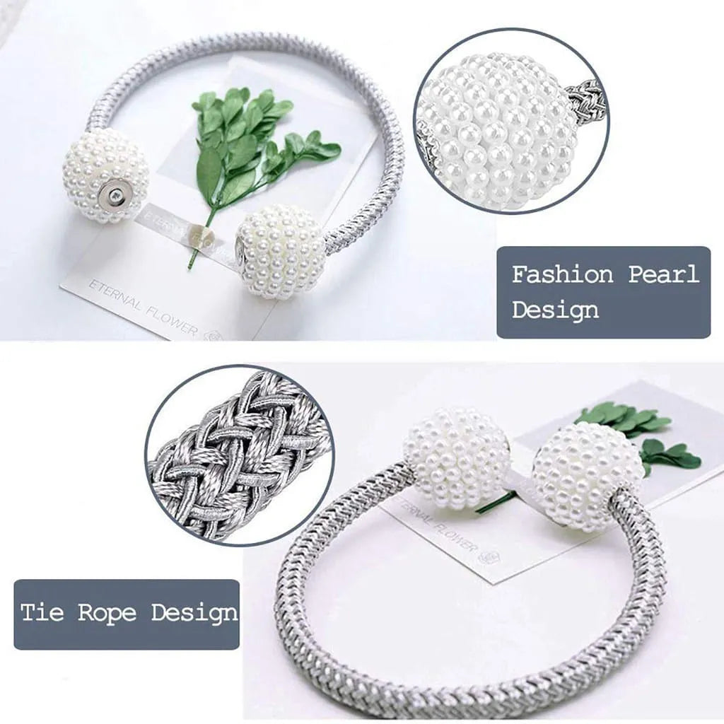 2 PCS Magnetic Pearl Curtain Buckle Tiebacks European Style Decorative Rings