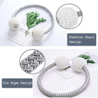 2 PCS Magnetic Pearl Curtain Buckle Tiebacks European Style Decorative Rings
