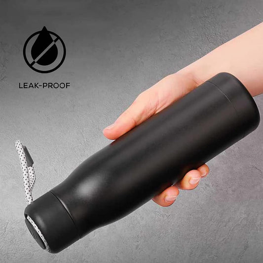 Stainless Steel Vacuum Insulated Double Walled Metal Water Bottle Keeps Cold And Hot, Leak-proof Lid with Carrying Loop