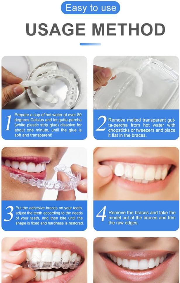 Snap On Smile Veneers Moldable False Artificial Braces Teeth Kits For Men And Women