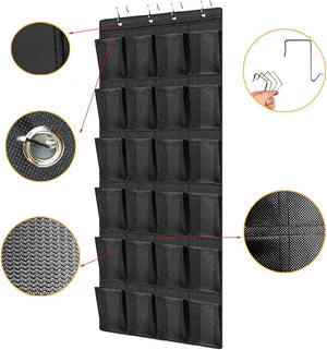 Over The Door Hanging Shoe Organizer With 24 Pockets for Shoes, Wall Hanging Wardrobe, Large Mesh Pockets for Bedroom, Living Room