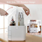 Acrylic Double Sided Door Women Makeup Cosmetic Storage Organizer with Box