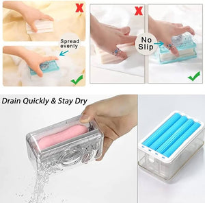 Soap Dish & Soap Dispenser with Roller Drain Holes Leawall Easy Cloth Washing Soap Roller