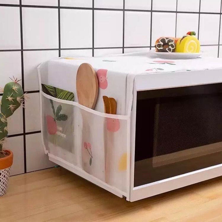 Microwave Oven Cover with Side Storage Pockets