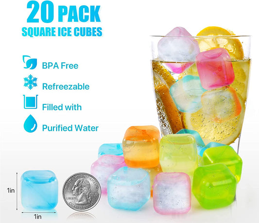 Grand Sale Offer Avail Buy 10 get 10 Free Offer Plastic Reusable Ice Cubes of Fashionable and Stylish Square Ice 20 Pcs in Rs 999
