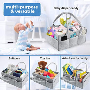 Baby Diaper Caddy Organizer – Foldable Felt Storage Bag with Multi Pockets