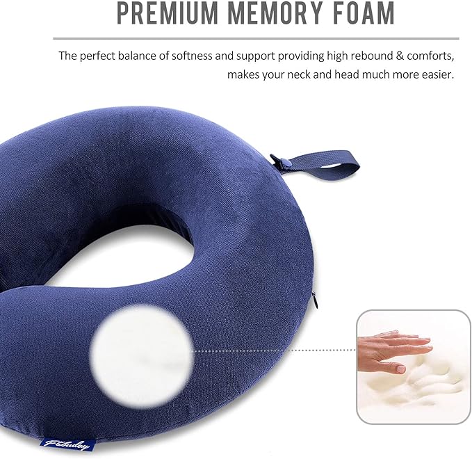 Travel Pillow Memory Foam Head Neck Support Airplane Pillow for Traveling, Car, Home, Office, Travel