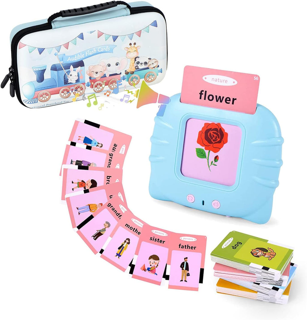 Audible Talking Flash Cards Electronic Early Education Machine with 112pcs Cards Double-Side Sight Words Learning Resource Interactive Toys Flashcard Toddlers For Age 1-6 Years Gift Box
