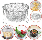 High-Quality Stainless Steel Foldable Chef Basket For Fried Food and Fruits
