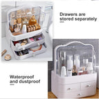Acrylic Double Sided Door Women Makeup Cosmetic Storage Organizer with Box