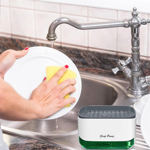 2-in-1 Soap Pump Dispenser with Sponge Holder – Liquid Soap Dispenser for Kitchen & Bathroom
