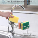 Stainless Steel Adjusting Multifunctional Kitchen Faucet Sponge Holder For Hanging Sink Organizer in Bathroom