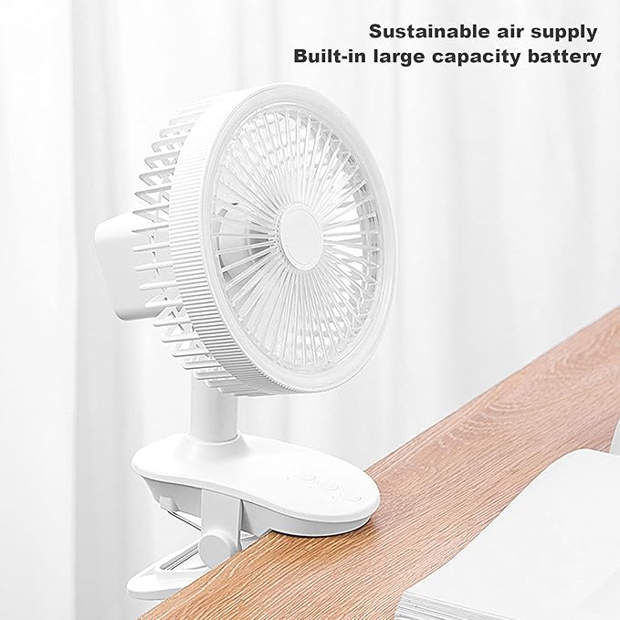 Portable USB Rechargeable Desk Fan with 3-Gears Function and Handheld Clipped and Low Noise