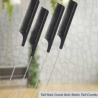 2PC Fine Teeth Tail Comb in Black