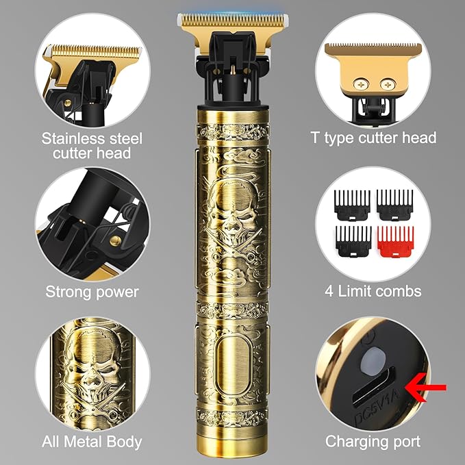 Imported Rechargeable Hair & Beard Trimmer with 4 Combs for Shaving & Haircutting