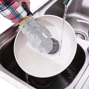 2 Pcs Reusable Steel Wire Dishwashing Gloves