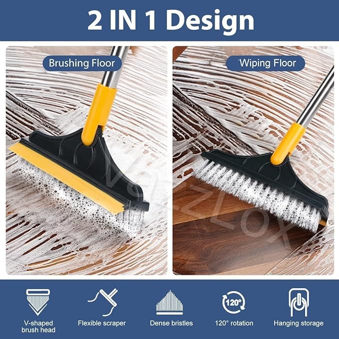 2 in 1 Cleaning Brush Floor Scrub Broom Wiper Scraper