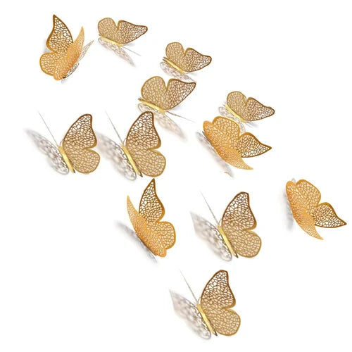 Golden Butterfly Stickers 12Pcs