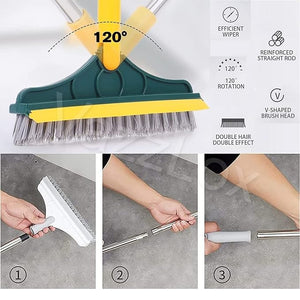 2 in 1 Cleaning Brush Floor Scrub Broom Wiper Scraper