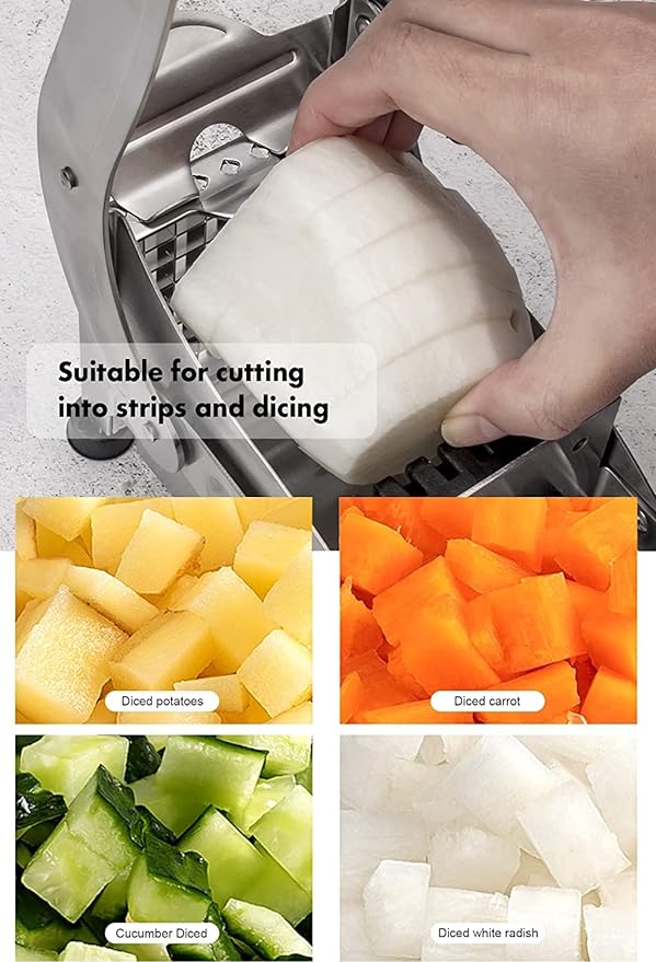 Stainless Steel French Fry Cutter Potato Slicer and Chipper Chip Cutter for Potatoes Carrots Cucumbers