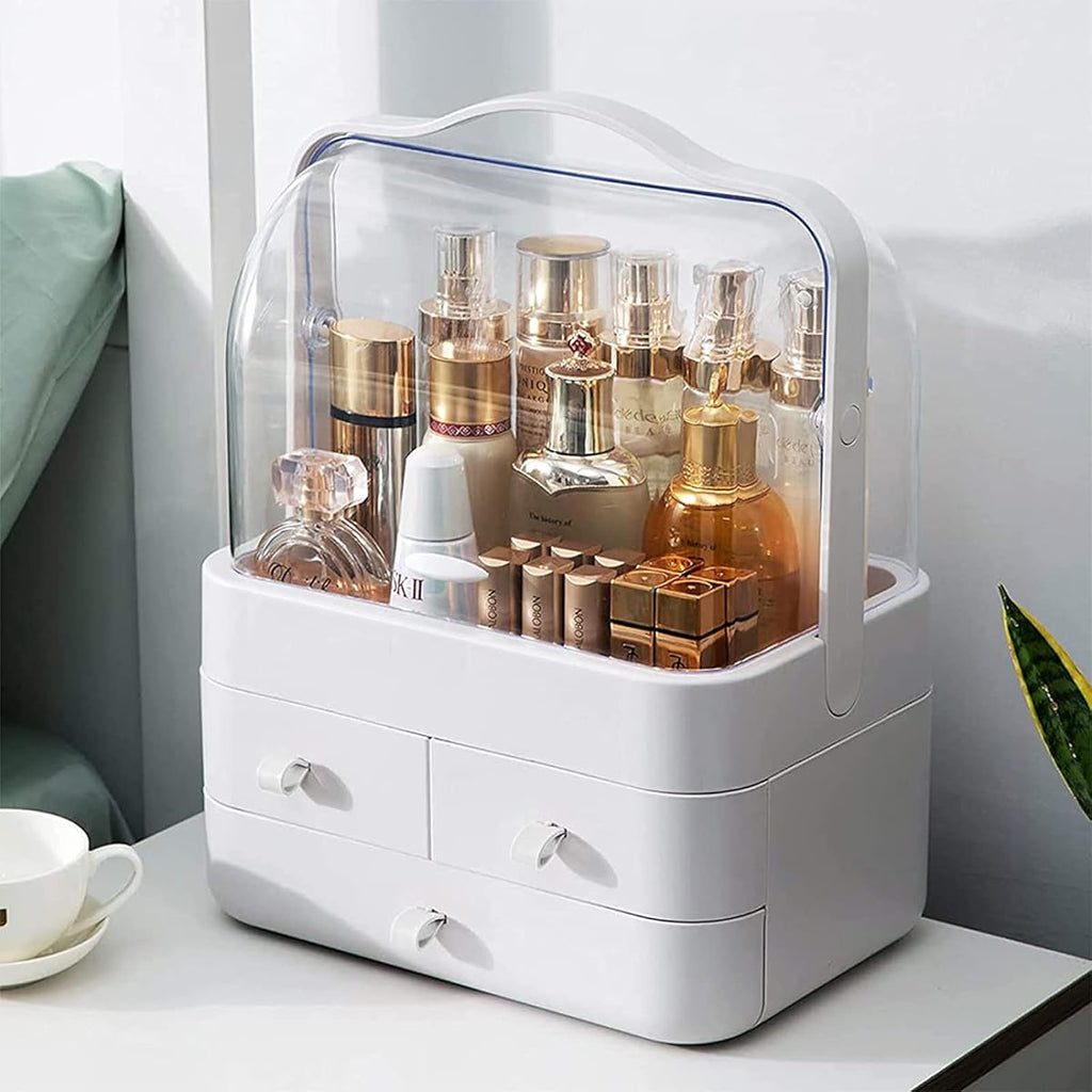 Acrylic Double Sided Door Women Makeup Cosmetic Storage Organizer with Box