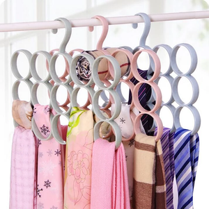 Pack of 4 Triple line Plastic Ring Hanger for Scarf, Shawl, Tie, Belt, Closet Accessory Wardrobe Organizer 4 Pcs